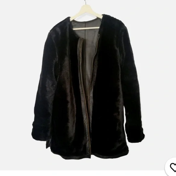 leather & Faux Fur reversible vintage coat - Picture 5 of 5